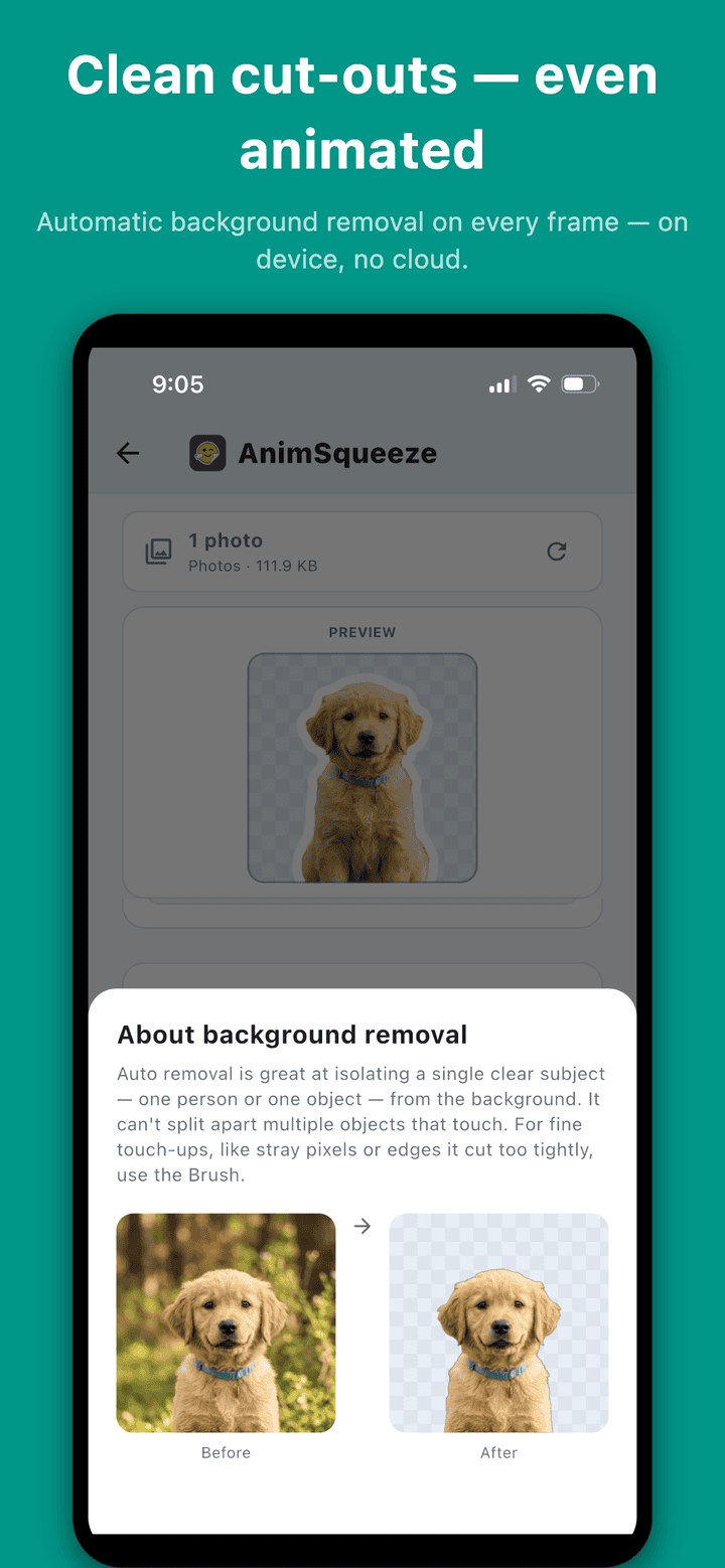 Clean cut-outs — even animated